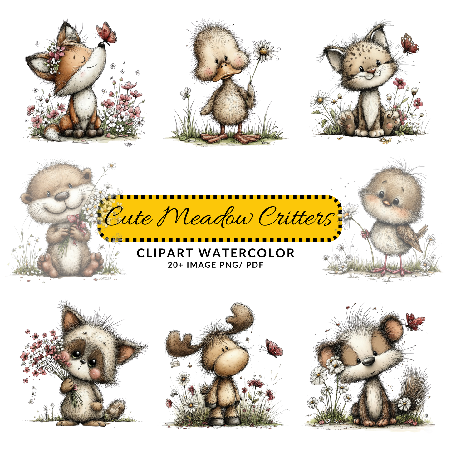Spring Woodland Fox JPG Clipart | Cute Forest Animal Art Bundle | Digital Download Set