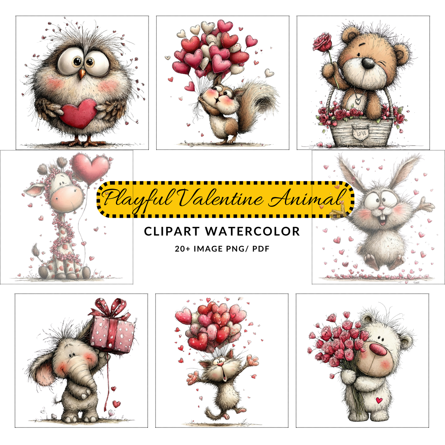 Valentine Animal Clipart JPG | Cute Owl with Heart | Digital Download