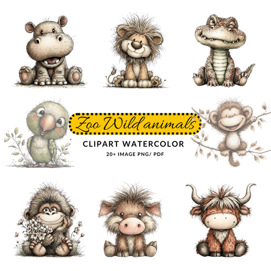 Cute Hippo Clipart JPG | Hand Drawn Safari Animal | Kids Crafts Nursery Digital