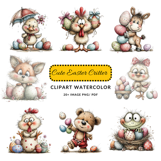 Easter Chick Clipart JPG | Cute Duckling with Umbrella | Digital Download