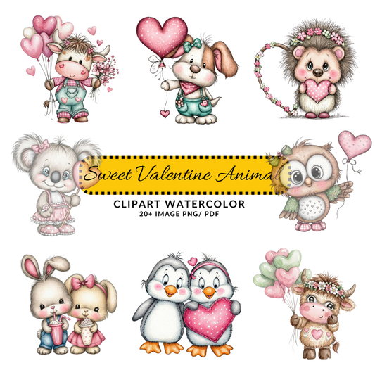 Valentine Cow Clipart JPG | Cute Love Cow with Balloons | Whimsical Digital Download