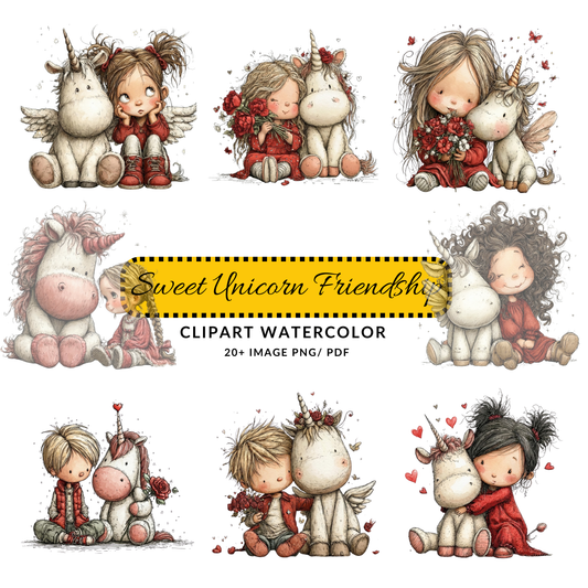 Angel Girl & Unicorn Clipart | Cute Wings & Magic PNG Set | Instant Digital Download