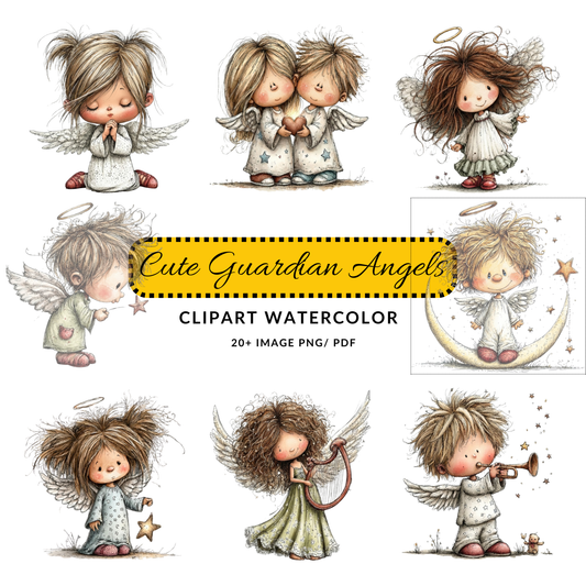 Baby Angel Clipart JPG | Praying Angel Illustration | Digital Download