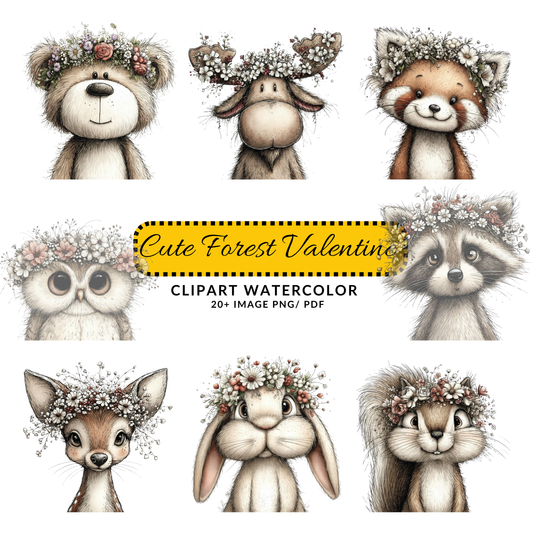 Valentine Bear Clipart | Cute Heart Teddy JPG Bundle | Whimsical Woodland Animal Art Digital Download