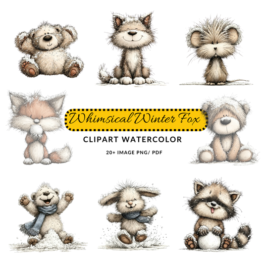 Snowy Teddy Bear Clipart JPG | Cute Winter Bear Illustration | Whimsical Woodland Animal Digital Download